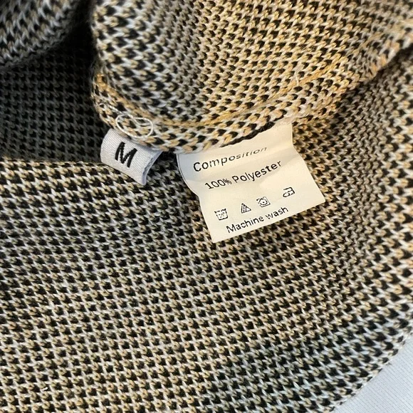 Cropped tan and black plaid sweater! Material is knit poly and this is NWOT - Picture 2 of 2